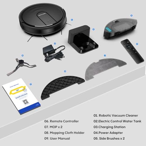 Bagotte Robot Vacuum and Mop Combo, 5000Pa Mopping Robot Vacuum Cleaner with Schedule, 4 in 1 Robotic Vacuum Cleaner,Ultra Slim,Self-Charging,Wi-Fi/Voice/App, Perfect for Pet, Hard Floors, Carpet 7