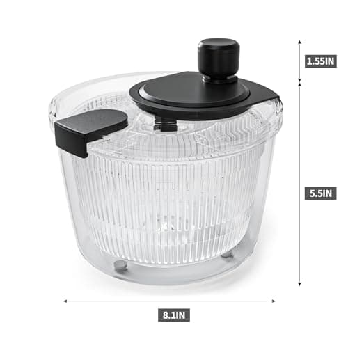 Cambom Salad Spinner Lettuce Spinner, Wash, Spin & Dry Salad Greens, Vegetable Washer Salad Dryer With Rotary Handle for Fruits & Vegetables, High Efficiency Vegetable Spinner Kitchen Gadget 3Qt Black 6