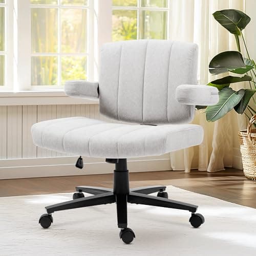 Vigosit Ergonomic Office Chair - Wide Seat Criss Cross Back Design, Adjustable Arms, 360° Swivel with Wheels, Grey