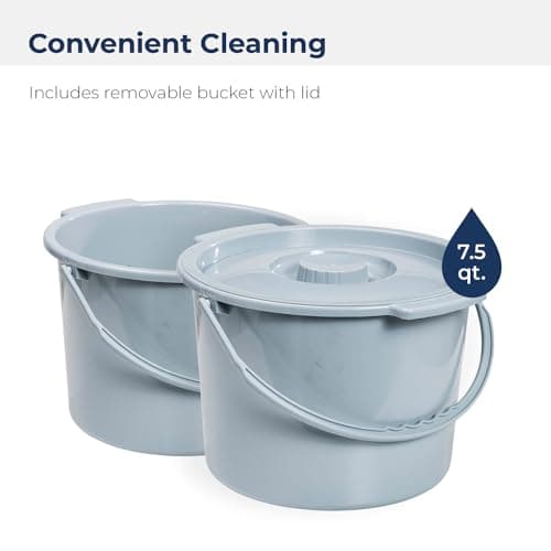 Drive Medical Folding Steel Bedside Commode Chair - 3-in-1 Portable Toilet - Adjustable Height - 350 Lb Weight Capacity - 7.5 Qt Bucket - Adult Commode - Grey 6