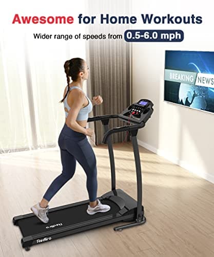 REDLIRO Electric Treadmill Foldable Exercise Walking Machince for Apartment Home/Office Jogging Compact Folding Easy Assembly 12 Preset Program 2 Wheels LCD Display 7