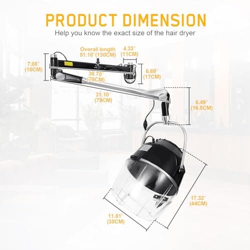 TRY-YEAN Wall Mounted Hair Dryer with Swivel Arm, Multifunctional Hair Processor Machine for Hair Care, Hair Dyeing, Oil Baking, Cold perm Heating, Drying and Styling 8