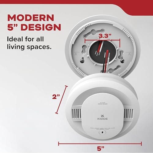 Kidde Smoke Detector, Hardwired with AA Battery Backup, Interconnectable, LED Warning Lights, 85 dB Alarm, 5-inches 8