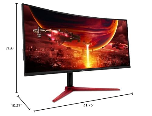 acer Nitro 34 Inch UWQHD 3440 x 1440 1500R Curved PC Gaming Monitor | AMD FreeSync Premium | Up to 180Hz Refresh | 1ms (VRB) | 400nit | DisplayHDR 400 | One DP 1.4 & Two HDMI 2.0 | XZ342CU Vbmiiphx 16