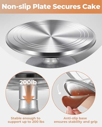 Kootek Aluminium Alloy Revolving Cake Stand 12 Inch Rotating Cake Turntable for Cake, Cupcake Decorating Supplies 5