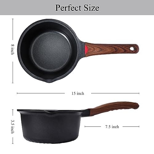 Vinchef 2qt Nonstick Sauce Pan with Lid, Small Milk Pot Pan Germany 3C+ CERAMIC Reinforced Coating,Saucepan with Stay-Cool Handle, Compatible for All Stove Top 6