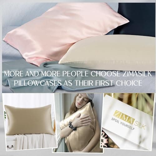 ZIMASILK 100% Pure Mulberry Silk Pillow Cases for Hair and Skin, Soft, Hypoallergenic & Smooth, Both Sides Grade 6A Silk, with Hidden Zipper, Gift for Women Men, 1pc (Queen 20''x30'', Taupe) 6