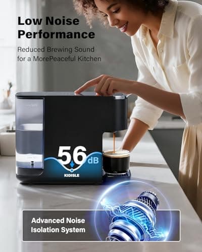 KIDISLE 20 Bar Espresso Machine, Compatible with Nespresso Original & Dolce Gusto Capsules, Ground Coffee & ESE Pods, 47.3oz Tank, One-Touch Boil, Smart Controls, Drip Tray & Storage 7