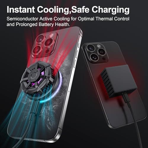 Wireless Cooling Charger for MagSafe, Preocean 15W Fast Wireless Charging Pad with Built-in Fan, Phone Cooler for Gaming, Magnetic Compatible with iPhone 17/16/15/14/13/12 Series. 2