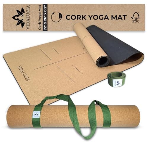 Cork Yoga Mat - 5mm Extra Large 72"x26" Non-Slip Yoga Mat with FSC Certified Portuguese Cork & Natural Rubber Base – Hot Mat for Home & Studio – yoga mat cork