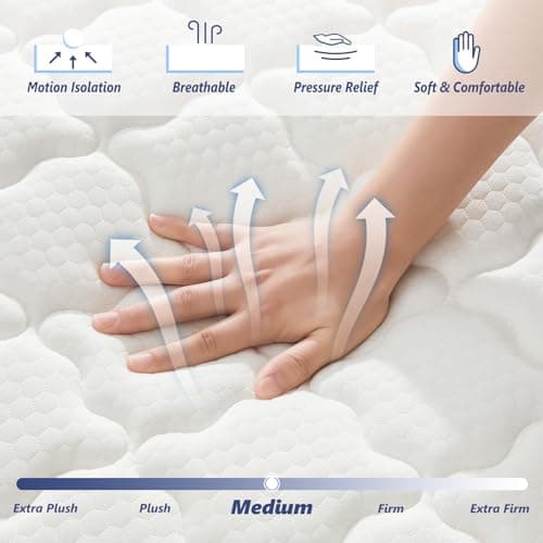 Amztree Queen Mattress,12 Inch Hybrid Mattress in a Box with Gel Memory Foam, Individually Wrapped Pocket Coils Spring, Pressure Relief & Edge Support, CertiPUR-US Certified,Medium Firm 5