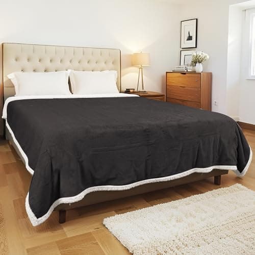 YUSTAL Electric Heated Blanket Twin Size 62x84 Inch - Super Soft Flannel, 10 Heat Settings, 1-12H Auto Shut Off, Machine Washable, Safe for Overnight Use(Charcoal Gray)