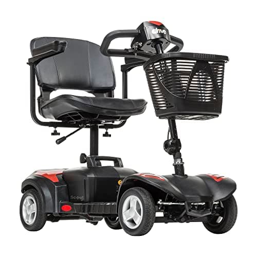 Drive Medical Spitfire Scout 4-Wheel Power Luxury Travel Scooter with Extended 15 Mile Range Battery, Red/Blue 13