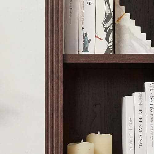 JAHRSTIM Halston Narrow Bookcase, Adjustable Storage Open Display Shelving Unit for Home and Office Space, 15.75”L x 13.78”W x 72.8”H, Dark Cherry 8