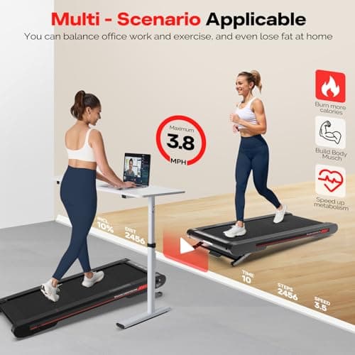 Sperax Walking Vibration Pad with Manual Incline,Under Desk Treadmill for Home,4 in 1 Vibration Plate Exercise Machine with APP,350LB Capacity 5