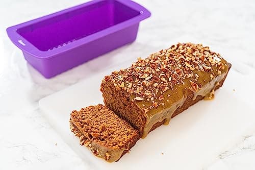 Bakerpan Set of 2 Silicone Bread Loaf Pan, 9 Inch Baking Mold for Cake, Meatloaf, Purple 6