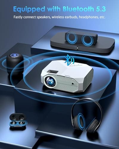 4K Projector with WiFi and Bluetooth, 20000L Native 1080P Outdoor Portable Movie Projector, 50% Zoom/400" Display, Compatible with HDMI/USB/PC/TV/PS5/DVD/Android/iOS, Christmas Gifts for Men and Women 5