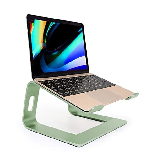 Ergonomic Aluminum Laptop Mount - Adjustable Computer Stand for MacBook Pro/Air HP Lenovo Samsung Dell - Fits 10-17.3" Laptops (Apple Green)