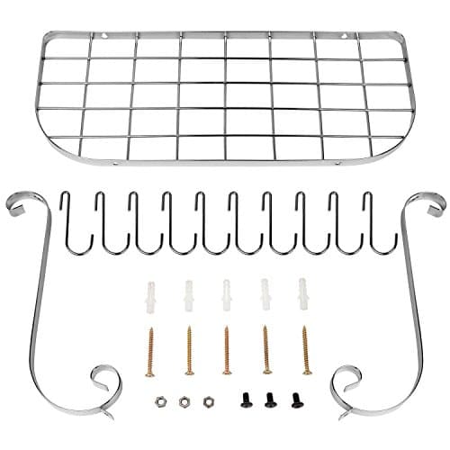 Vdomus Hanging Pot Rack Organizer, Wall Mounted Kitchen Pan Organizer Pots and Pan Storage with 10 hooks, Kitchen cookware Storage Organizer, 24 by 10-inch (sliver) 5