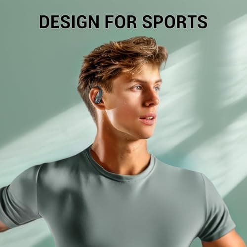 OCC Wireless Ear Hook Sport Earbuds, Bluetooth Headphones with Mic, IPX7 Waterproof, 80H Playtime, Deep Bass, Secure Fit for Running Gym Workout - Black 6