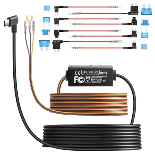 Dash Cam Hardwire Kit，Front and Rear with Hardwire Kit USB C Port, Dash Camera 24H Parking Monitor Mode, Low Voltage Protection