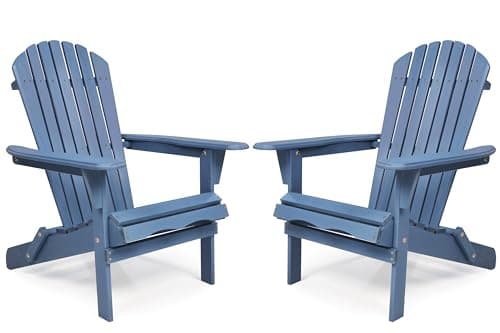 Outdoor Wooden Folding Adirondack Chair Set of 2 with Pre-Assembled BackRest, Wood Patio Chair for Garden Backyard Porch Pool Deck Firepit