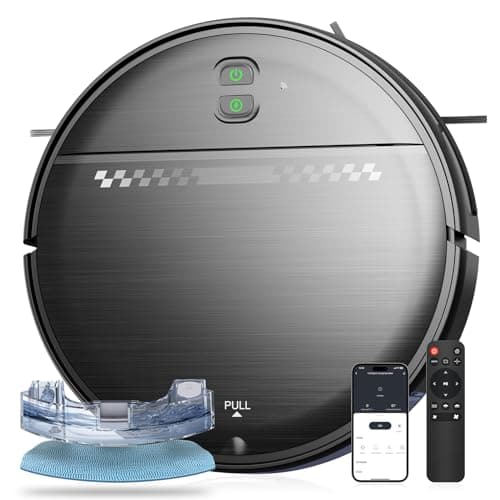 MANVN Robot Vacuum and Mop Combo, 2-in-1 Robot Vacuum Cleaner with Wi-Fi/APP, Self-Charging, Ideal for Hard Floor, Pet Hair and Daily Cleaning (Renewed)