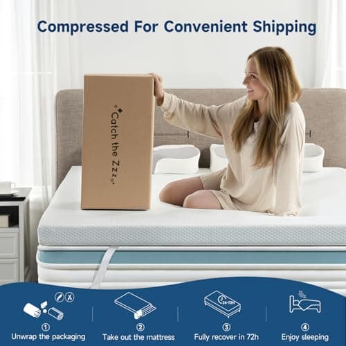 3 Inch Queen Memory Foam Mattress Topper, Cooling Gel Bed Topper with Premium Removable Skin-Friendly Non-Slip Cover, High Density Ventilated Mattress Pad CertiPUR-US & Oeko-Tex Certified, White 8