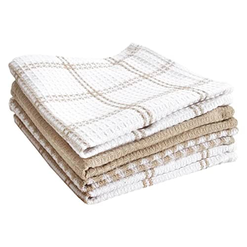 T-Fal Premium Waffle Dish Cloths: Highly Absorbent, Super Soft Long Lasting - 100% Cotton, 12"x13" Flat Waffle Dish Towel for Cleaning & Drying Dishes, (4-Pack), Sand