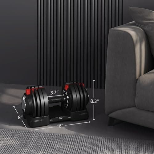 Yaheetech Adjustable Dumbbell Set 52.5lbs Pair of Adjustable Dumbbells Fast Adjust Dumbbell Weight Set of 2 with Anti-Slip Handle and Tray for Men/Women Home Gym Full Body Strength Training Equipment 5