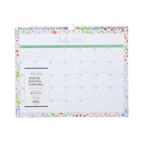 Blue Sky 2025-2026 Monthly Academic Year Wall Calendar, July 2025 - June 2026, 15" x 12", Durable Twin Wire Binding, Perfect For Home, Office And Classroom, Ditsy Dapple Light