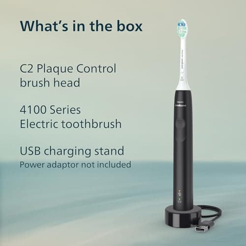Philips Sonicare 4100 Series Electric Toothbrush - Sonic Toothbrush with Advanced Sonic Technology, Pressure Sensor, Two Intensity Settings, Smartimer & Quadpacer, Black, Model HX3681/24 8