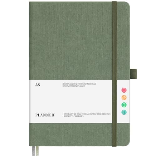 Lemome Udated Planner - A Daily Planner, Weekly and Monthly Planner, Planner 2024-2025 Start Anytime 30 Weeks Daily Planner for 6 Months, A5 planner 8.5" x 5.8" with Hardcover - Green