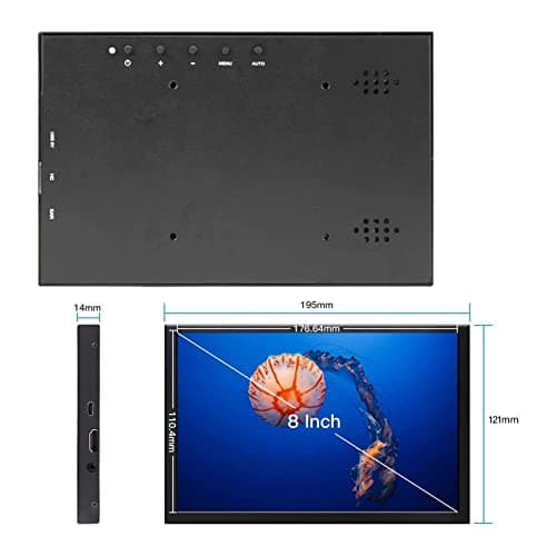 ELECROW 8" Portable Monitor, 1280x800 Mini Non-Touch Capacitive Monitor with HD Port Compatible with Raspberry Pi, LCD Display Built-in Dual Speakers VESA Mount for Windows 11/10/8/7, Game Consoles 6