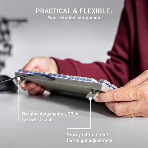 Cherry KC 500 MX LP Mechanical Low Profile Keyboard | Slim Design | White Lighting | PBT Key caps New MX LP 2.0 Switches (Gray, TKL) 5