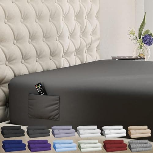 DREAMCARE King Fitted Sheet Only - Extra Deep Pocket Fitted Sheet - Fits up to 21 inch Mattress - Deep Pocket King Sheets - Hotel Luxury - Oeko-Tex Certified Sheets - (Grey)