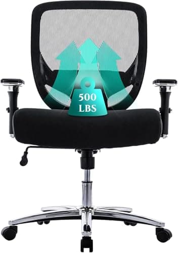 COLAMY Big and Tall Office Chair 500lbs, Heavy Duty Ergonomic Mesh Chair, Computer Executive Desk Chair with Wide Thick Seat, 4D Armrests, Adjustable Lumbar Support-Dark Grey