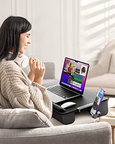 SAIJI Laptop Lap Desk, Portable Laptop Desk for Bed - Fits Up to 17" Laptops & MacBook,Lightweight Lap Tray Table with Storage Drawer, Lap Desk with Cushion, Lap Stand for Bed & Couch 6
