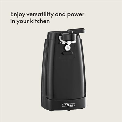 bella Electric Can Opener and Knife Sharpener, Removable Cutting Lever, Cord Storage, Stainless Steel Blade, Black 6