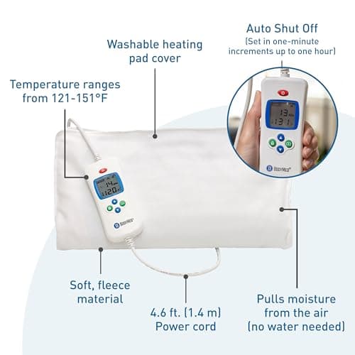 BodyMed Digital Moist Heating Pad with Auto Shut Off Heating Pad for Neck and Shoulders, Back Pain and Muscle Discomfort Relief - 14 x 27 Inch, White 8