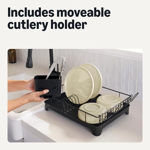 Amazon Basics Stainless Steel Dish Drying Rack, 15.2 x 11.6 x 4 in., Black 5