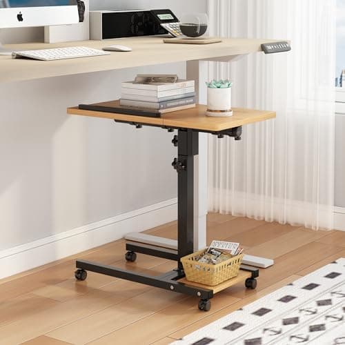 TigerDad Mobile Adjustable Height Laptop Stand PC Computer Portable Notebook Swivel Laptop Desk Rolling Table Desk Cart Tiltable with Wheels Casters& Mouse Pad Table 7