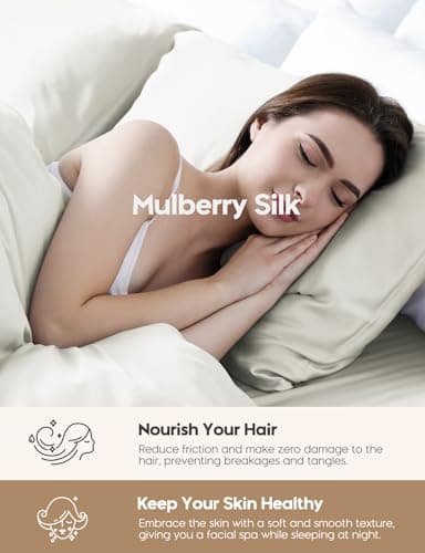 100% Pure Mulberry Silk Pillowcase for Hair & Skin - 22 Momme 6A High-Grade Fibers - Anti-Aging, Anti-Sleep Crease, Cooling Satin Pillowcases with Hidden Zipper, Best Gift Idea (Standard 20x26 Inches) 5