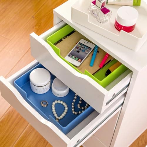 RHONZHAO Letter-Size Tray, Desk Drawer Organizer, A4 Plastic Paper Tray for Office, School, Home Storage, and Storage Containers for Gift Wrap, and Crafts (Green) 6