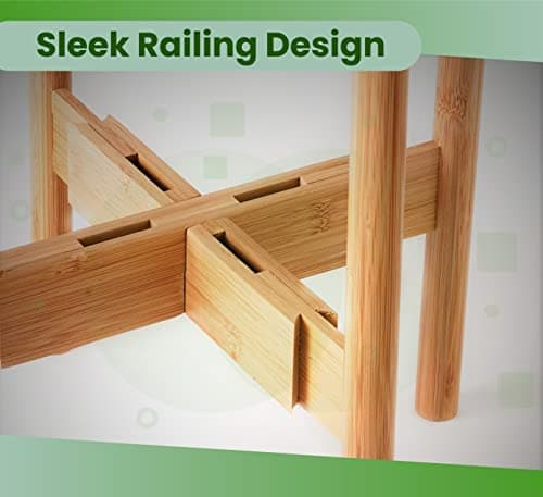 Plant Stand Indoor - Corner, Table and Floor Planter Holder - Adjustable, Durable Bamboo Wood - Fits 8, 10, 12-inch Dia Small, Mid-Large, Tall or Short Pot Sizes 8