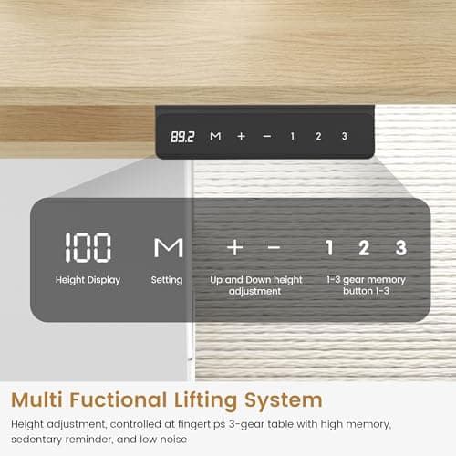 JOMEED 63" L Shaped Electric Standing Desk with Drawers, Executive Adjustable Height with Privacy Panel and Power Outlets(Oak and White) 7