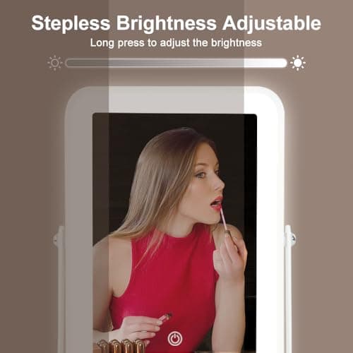 Leadzones Rechargeable LED Vanity Mirror with Lights,11"×9" Small Desk Makeup Mirror with Lights,Smart Touch with 3-Color Lighting,Dimmable,for Birthday Gifts for Women,Home Dorm Decor 5