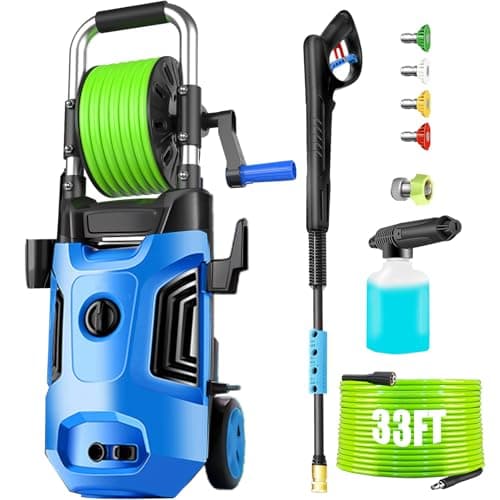 Commowner Electric Pressure Washer 4800 PSI 4.0 GPM Power Washers Electric Powered with 33ft Pressure Hose, 4 Nozzle and Foam Cannon, Powerwashers for Home, Cars, Patio, Navy Blue