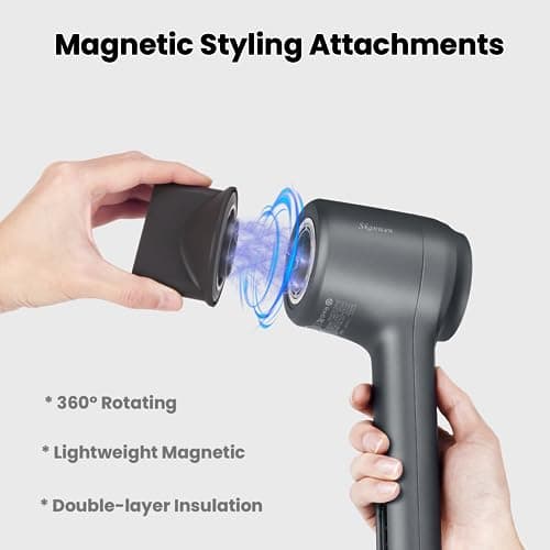 SKANWEN Hair Dryer, 1400W Professional Ionic Blow Dryer with High-Speed Brushless Motor for Fast-Drying, Filter-Removable Quiet Hairdryer with Magnetic Nozzle and Styling Concentrator (Anchor Gray) 6