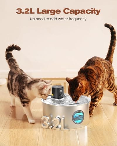 Cat Water Fountain Wireless Cordless: Cat Fountain Battery Operated - Stainless Steel Pet Water Fountain Rechargeable - 108oz/3.2L Automatic Cats Fountains for Drinking with Motion Sensor - Cats & Dog 6